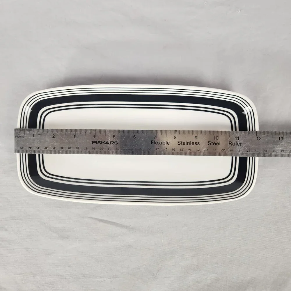 Tar Hong Rectangle Sushi Plates Set of 4 Black White Melamine Dishwasher Safe